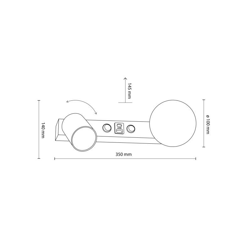 Бра TK LIGHTING 10152 2хUSB Чорний VOX (31115) купити