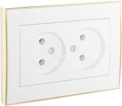 Розетка двойная б/з, белый-золото Lezard RAIN купити
