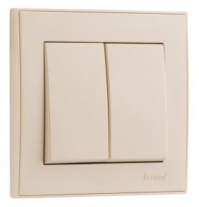 Выключатель двойной, крем Lezard RAIN (703-0388-101) купити