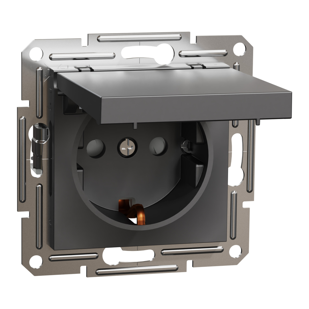 Розетка з кришкою і заземляючим контактом, антрацит (EPH3100171) купити