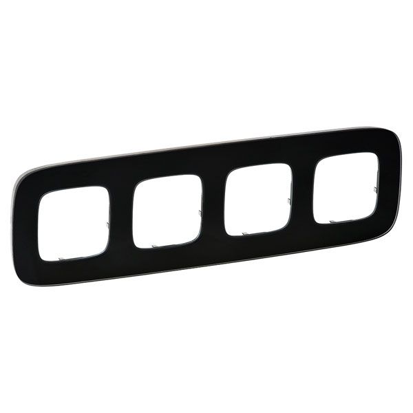 Рамка 4 поста, черное стекло, Valena ALLURE (755534) купити