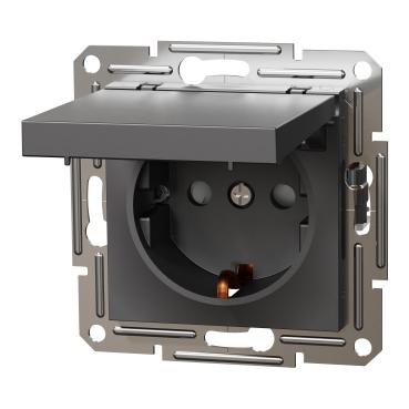 Розетка з кришкою і заземляючим контактом, антрацит (EPH3100171) купити