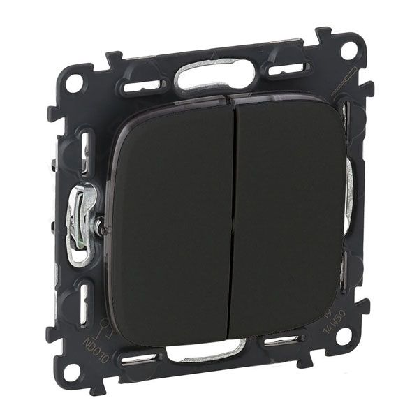 Выключатель двухклавишный, безвинтовые зажимы, антрацит, Valena Allure (752915) купити