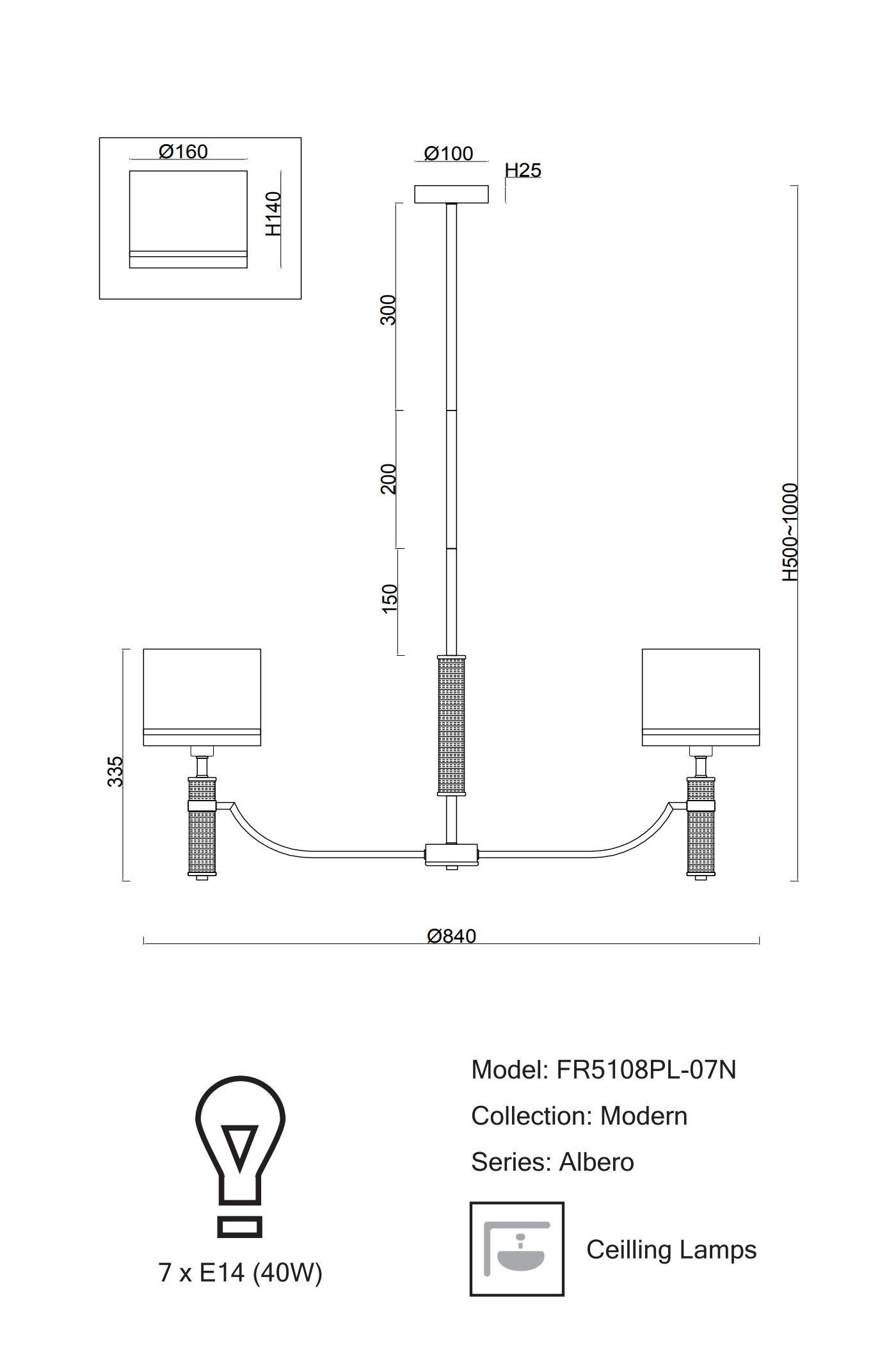 Люстра Classic Albero FR5108PL-07N купити