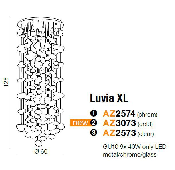 Люстра Azzardo AZ3073 Luvia Gold 125 XL купити