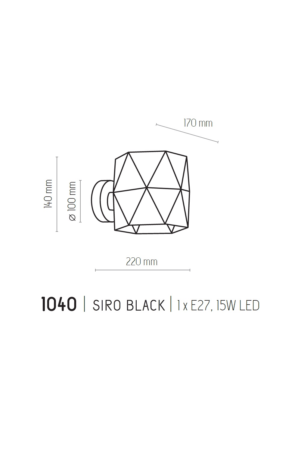 Бра TK LIGHTING 1040 SIRO BLACK купити