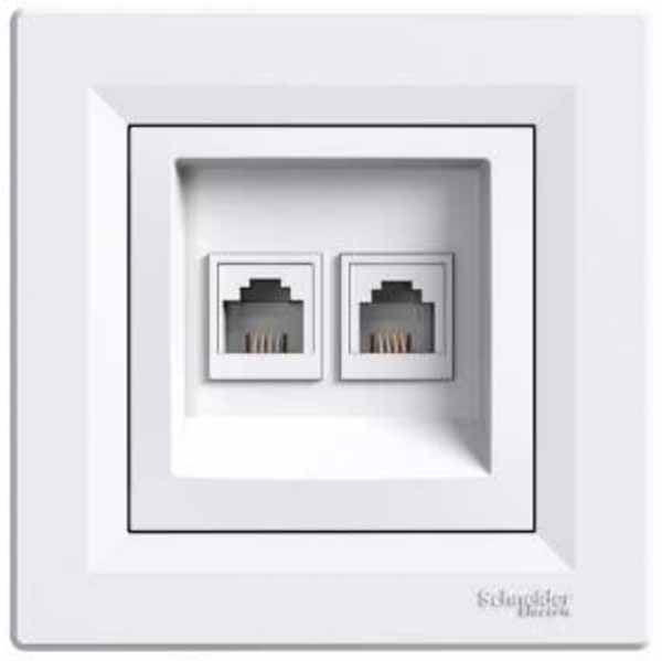 Розетка телефонна, rj11, 4 контакта, подвійна, білий (EPH4200121) купити