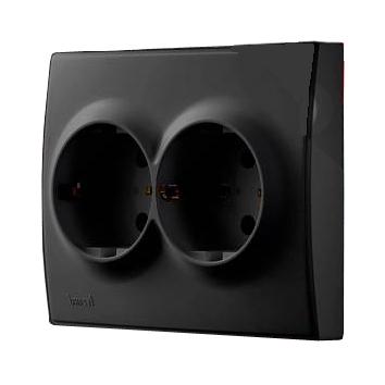 Розетка двойная с заземлением Lezard Lesya, антрацит (705-4242-127B) купити