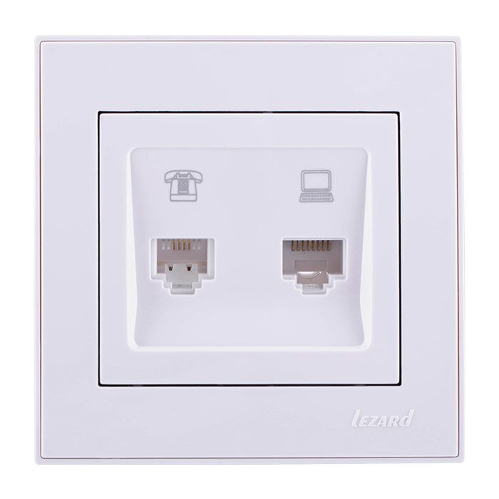 Розетка 2-а компьютерная, белый Lezard RAIN (703-0288-141) купити