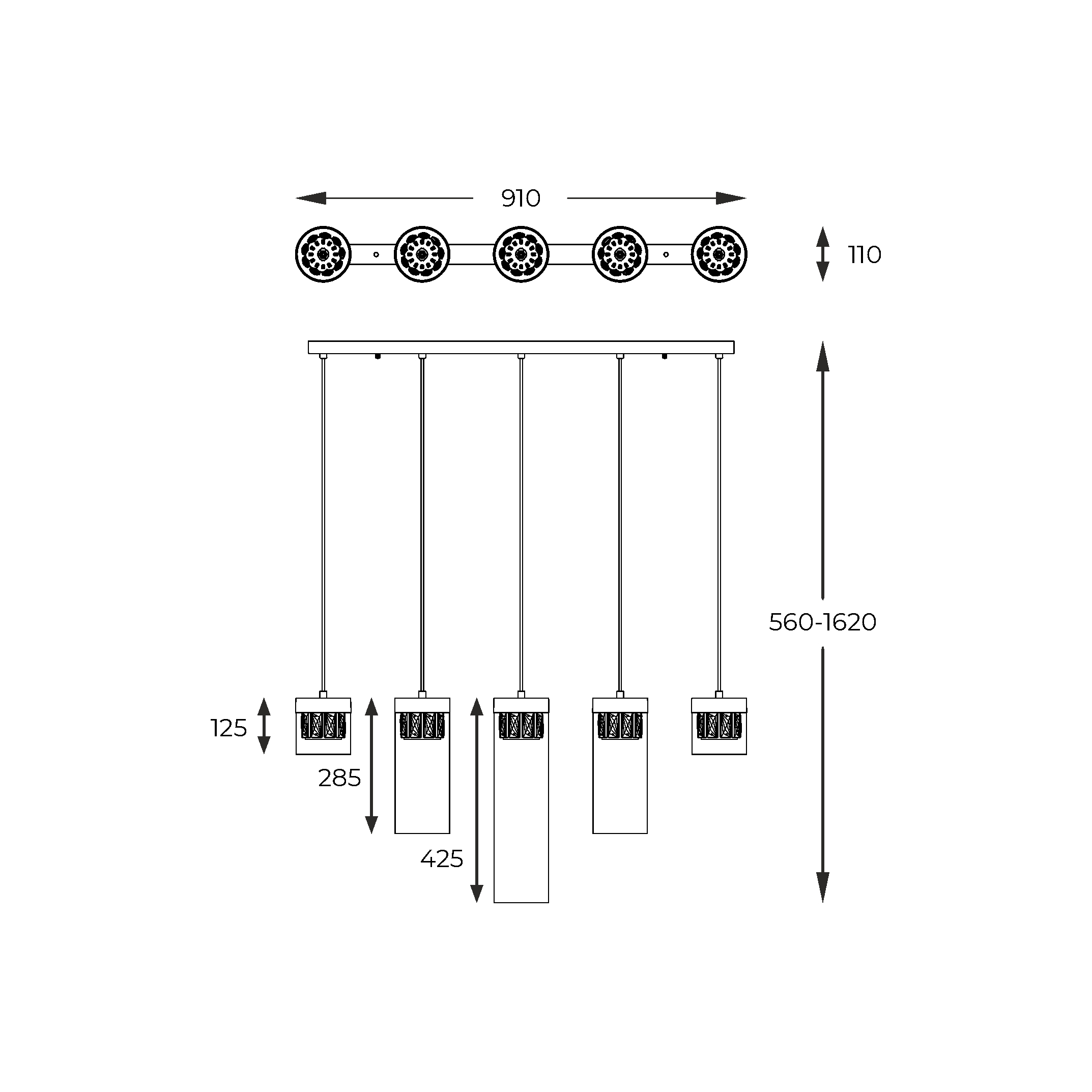 Подвесной светильник Zuma Line P0389-05E-B5AC GEM купити