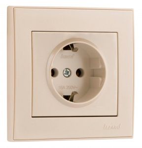 Розетка с/з, крем Lezard RAIN (703-0388-122B) купити