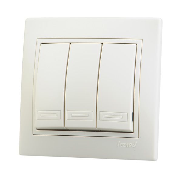 Выключатель трехклавишный  Lezard Mira, крем  (701-0303-109) купити