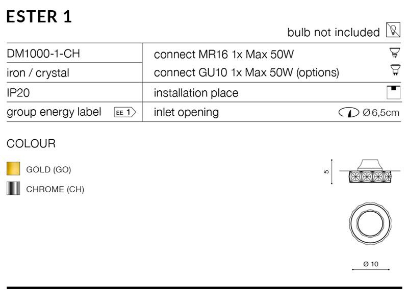 Точковий світильник Azzardo AZ1450 Ester Round 1 GO (23776) купити