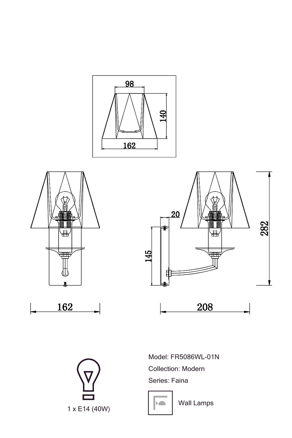 Бра Modern Faina FR5086WL-01N (29016) купити