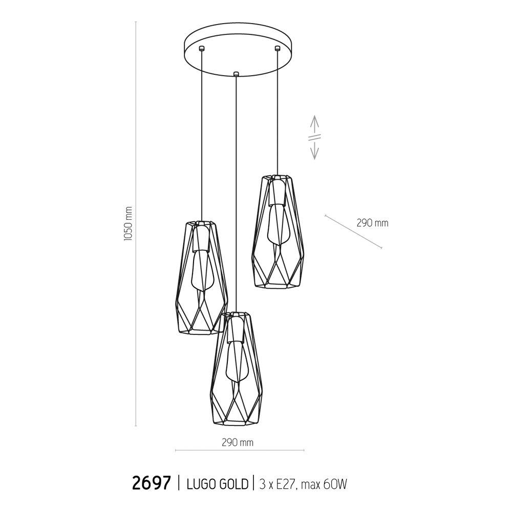 Подвесной светильник TK LIGHTING 2697 LUGO GOLD купити