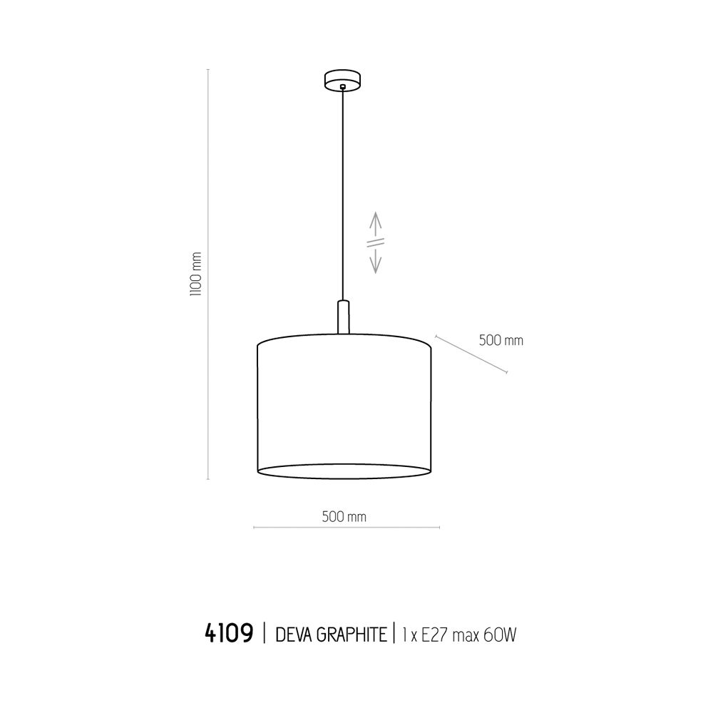 Подвесной светильник TK LIGHTING 4109 DEVA GRAPHITE купити
