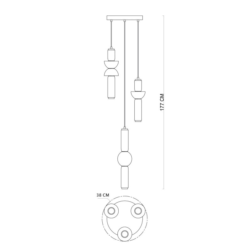 Люстра підвісна ITALUX PND-27372-3A-57W-BK Bruni купити