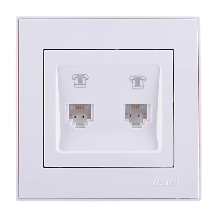 Розетка 2-а телефонная, белый Lezard RAIN (703-0288-138) купити