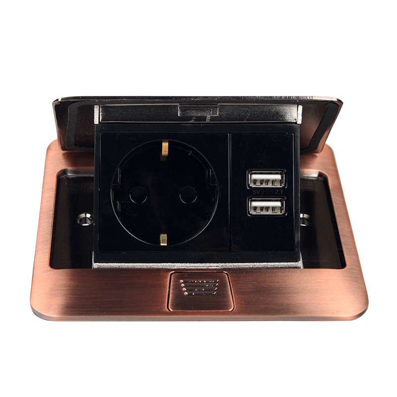 Розетка врезная с заземлением +2USB EH-F007 купити