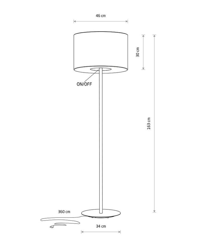 Торшер Nowodvorski 11663 Amarela E27 1x25W IP20 графітовий купити