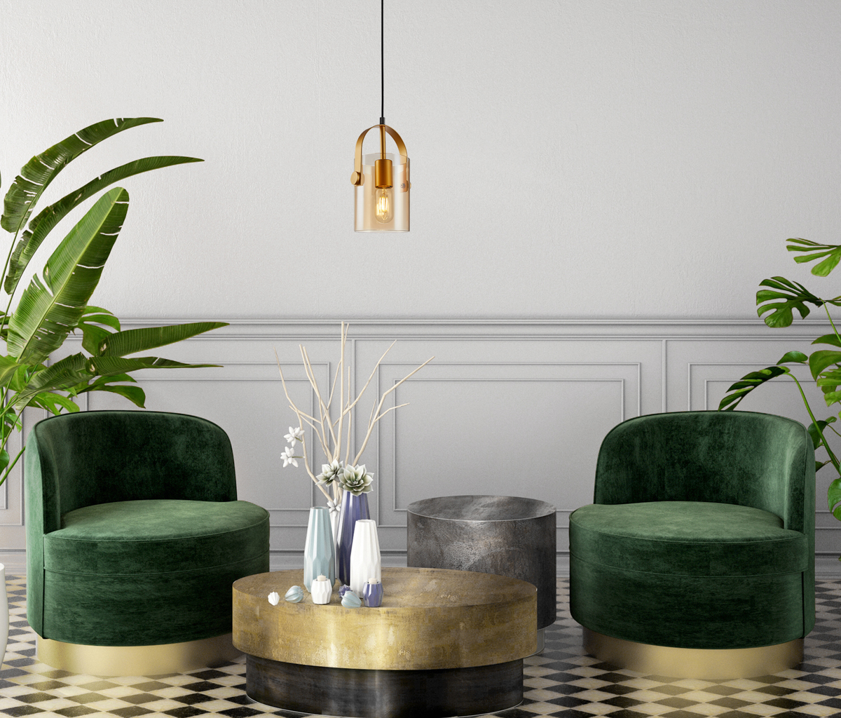 Підвісний світильник ITALUX PND-32453-1-GD+AMB Nanesma купити