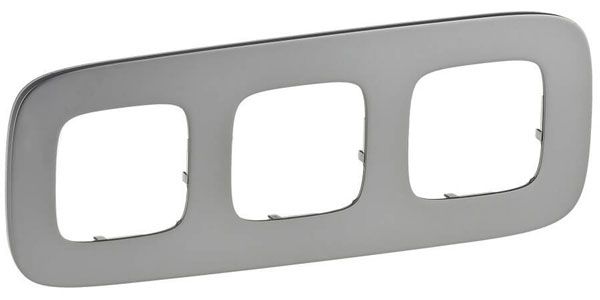 Рамка 3 поста, полированная сталь, Valena ALLURE (755503) купити