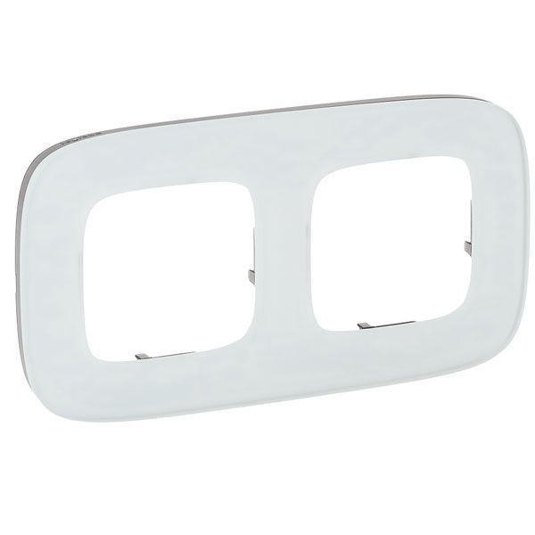 Рамка 2 поста, белое стекло, Valena ALLURE (755542) купити