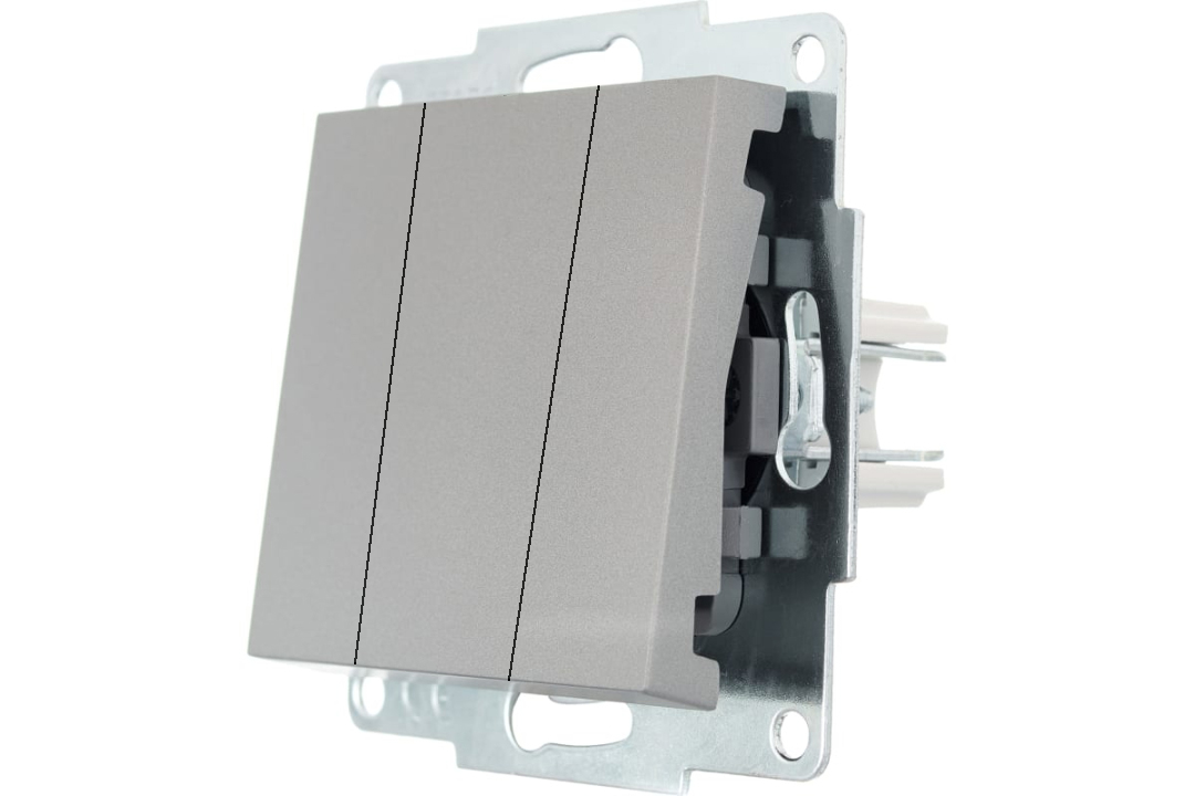 Вимикач потрійний Lezard VESNA Сірий (742-3588-109) купити