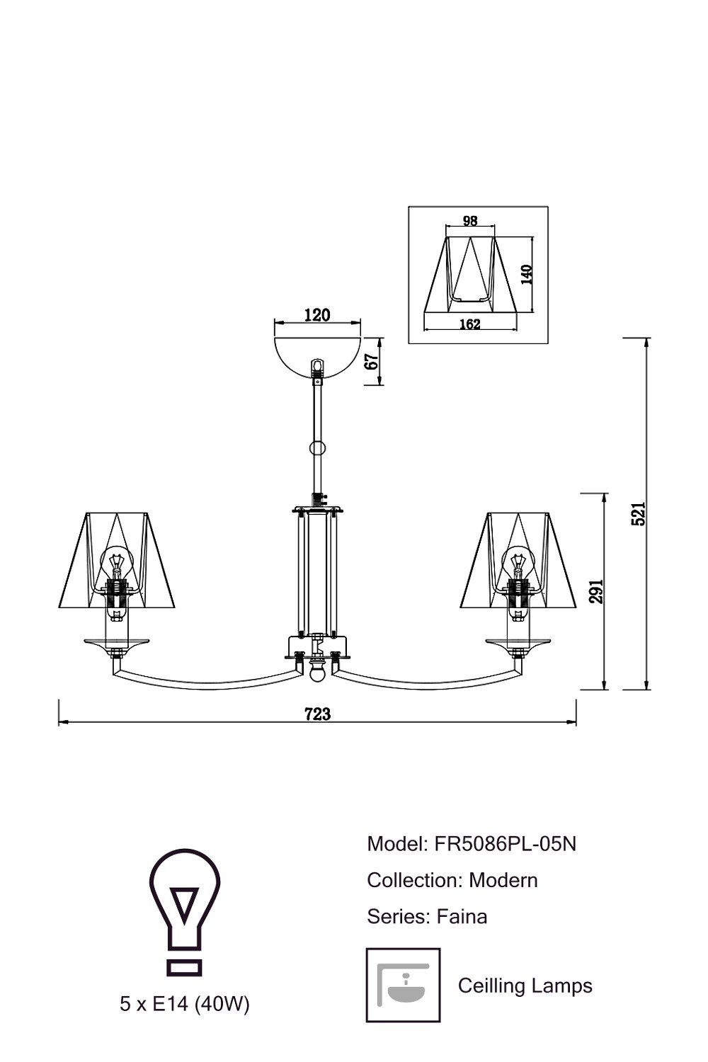 Люстра Modern Faina FR5086PL-05N купити