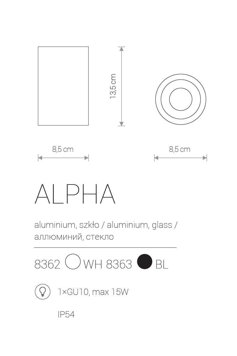 Накладной Точковий світильник NOWODVORSKI 8363 ALPHA BLACK купити