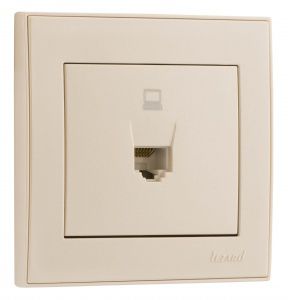 Розетка компьютерная, крем Lezard RAIN (703-0388-139) купити