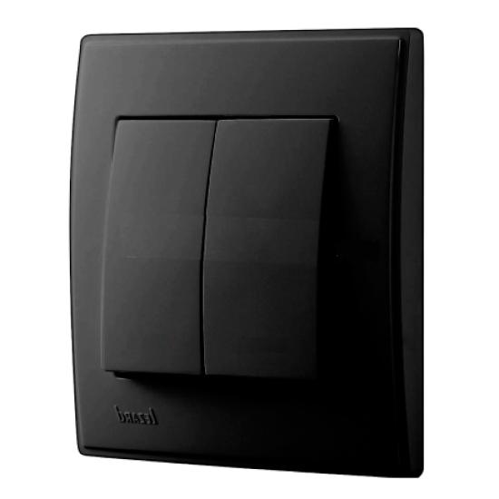 Выключатель двухклавишный  Lezard Lesya, антрацит (705-4242-101) купити