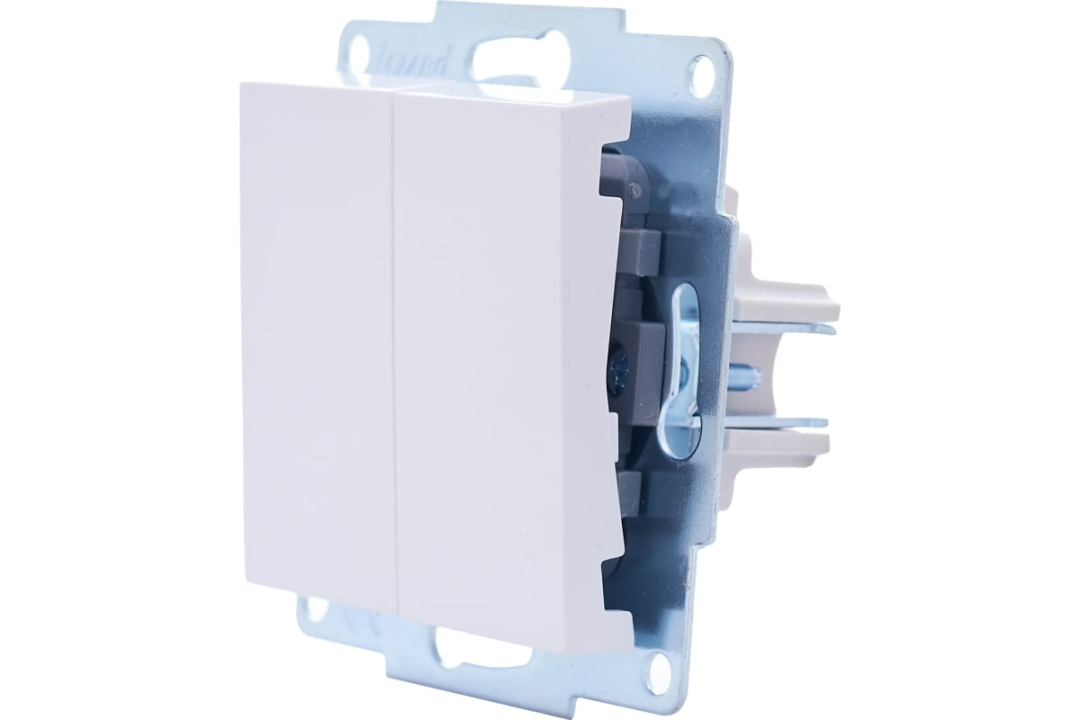 Вимикач подвійний Lezard VESNA Білий (742-0288-101) купити