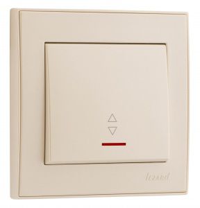 Выключатель проходной с подсветкой, крем Lezard RAIN (703-0388-114) купити