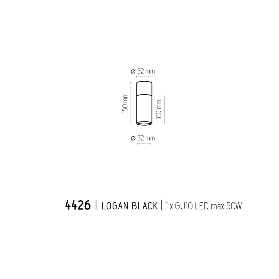 Точковий світильник TK Lighting 4426 LOGAN BLACK купити