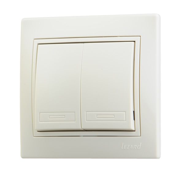 Выключатель двухклавишный  Lezard Mira, крем  (701-0303-101) купити