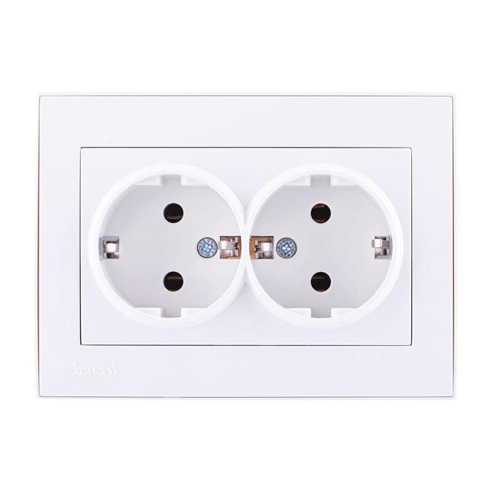 Розетка подвійна з/з, білий Lezard RAIN (703-0202-127B) купити