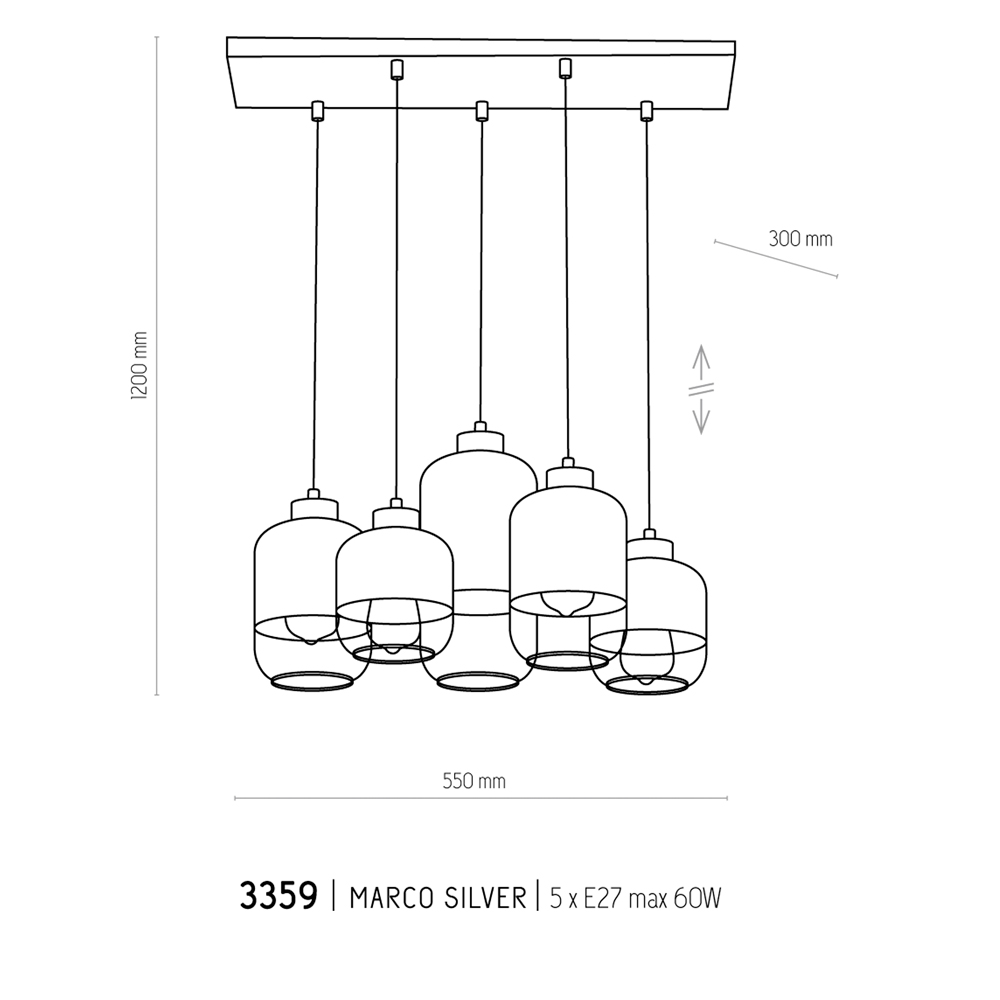 Подвесной светильник TK Lighting 3359 MARCO SILVER купити