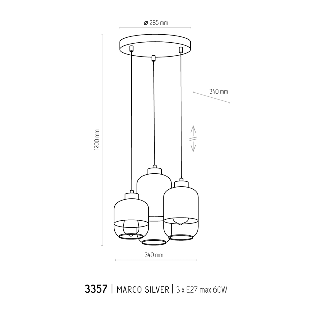 Подвесной светильник TK Lighting 3357 MARCO SILVER купити