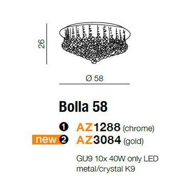 Люстра Azzardo AZ3084 Bolla 58 Gold купити