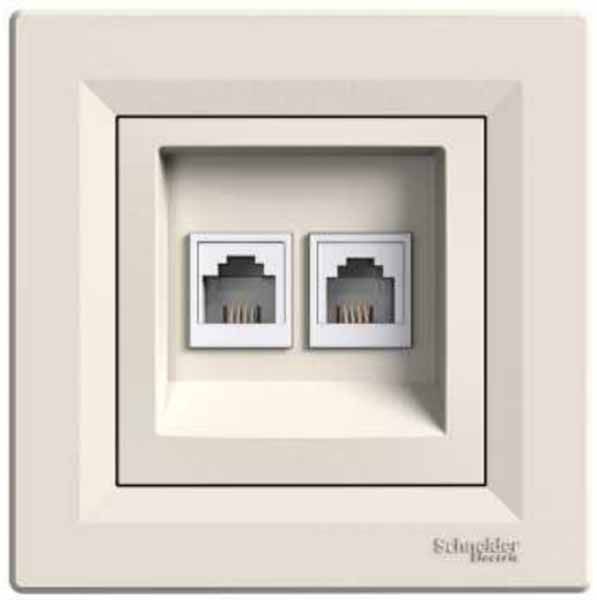 Розетка телефонна, rj11, 4 контакта, подвійна, кремовий (EPH4200123) купити