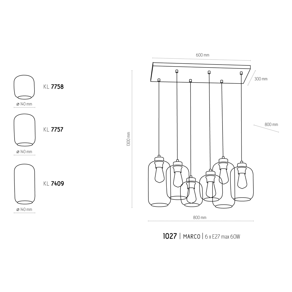 Подвесной светильник TK Lighting 1027 MARCO купити