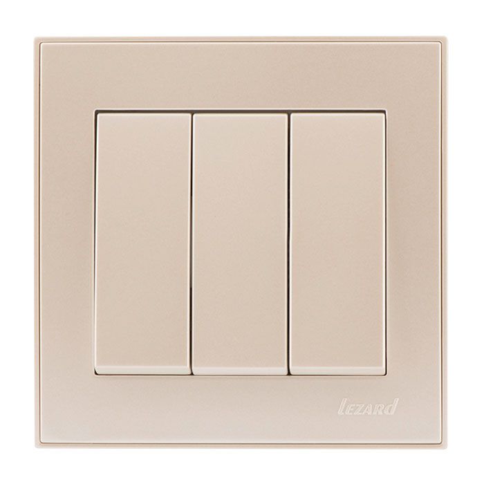 Выключатель трехклавишный, жемчужно-белый перламутр Lezard RAIN (703-3088-109) купити