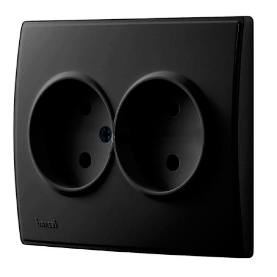 Розетка двойная без заземления Lezard Lesya, антрацит (705-4242-128B) купити