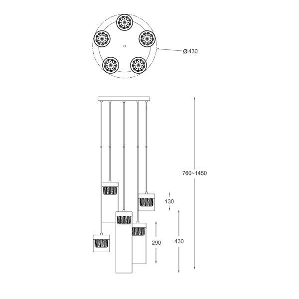 Подвесной светильник Zuma Line P0389-05D-F4AC GEM купити