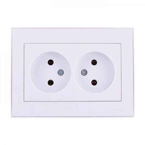 Розетка двойная б/з, белый Lezard RAIN (703-0202-128B) купити