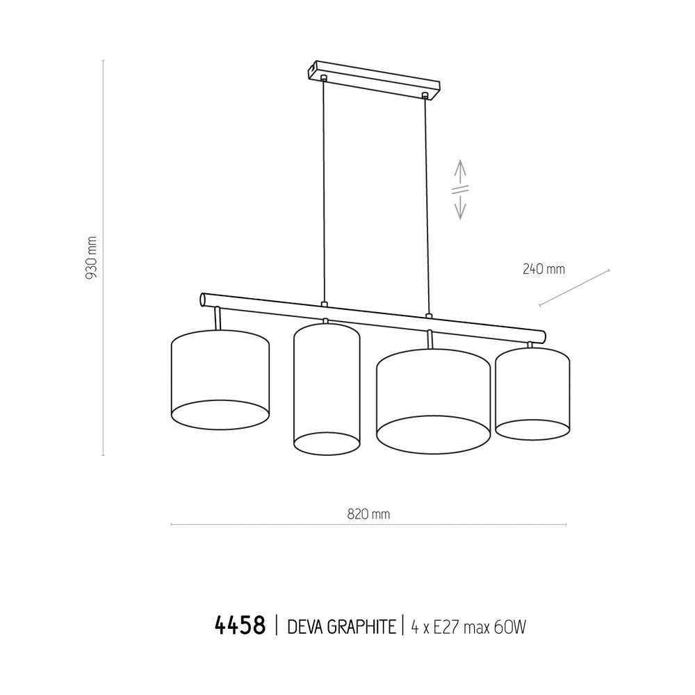 Подвесной светильник TK LIGHTING 4458 DEVA GRAPHITE купити