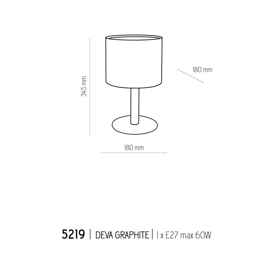 Настольная лампа TK LIGHTING 5219 DEVA GRAPHITE купити