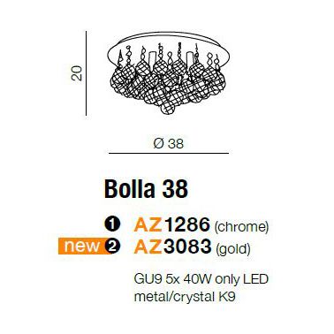 Люстра Azzardo AZ3083 Bolla 38 Gold купити