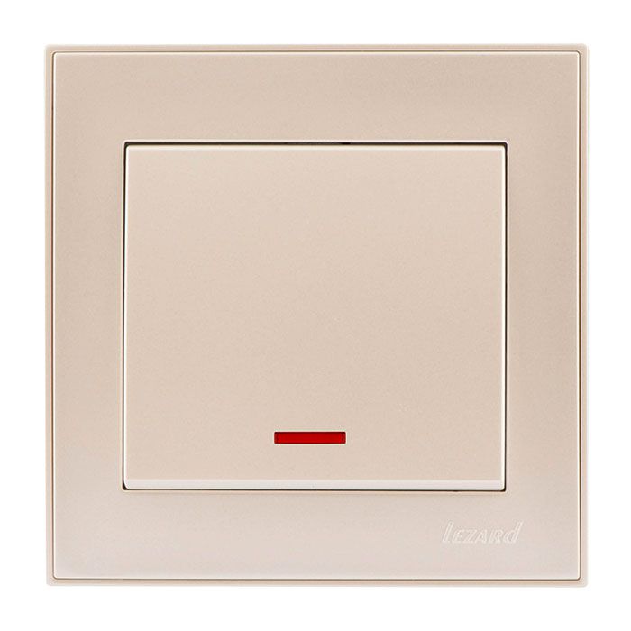 Вимикач 1-кл. з підсвіткою, перлинно-білий перламутр Lezard RAIN (703-3088-111) купити